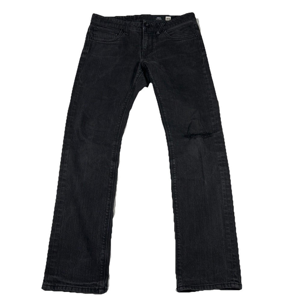 Volcom Mens‎ Vorta Black Jeans 29x30 Slim Straight Dark